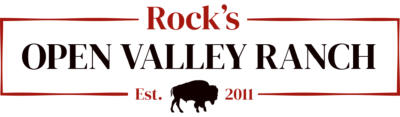 Rock's Open Valley Ranch established 2011 Bison farm logo